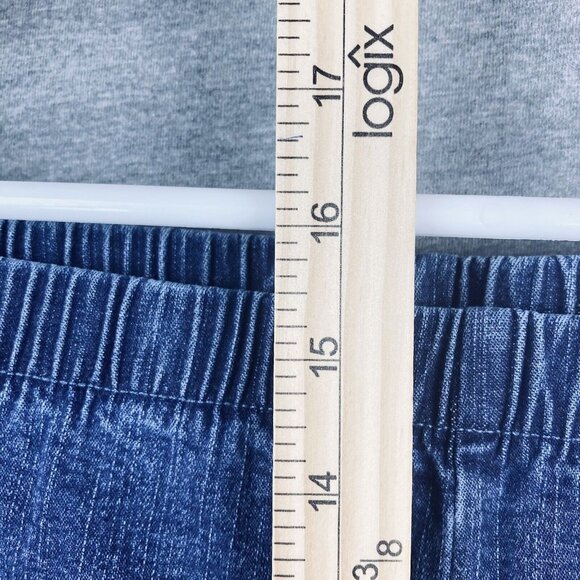 NWT L.A. Blues Women's Blue Denim Pants 30/32 Pull-on Stretch Elastic High Rise - Picture 9 of 10